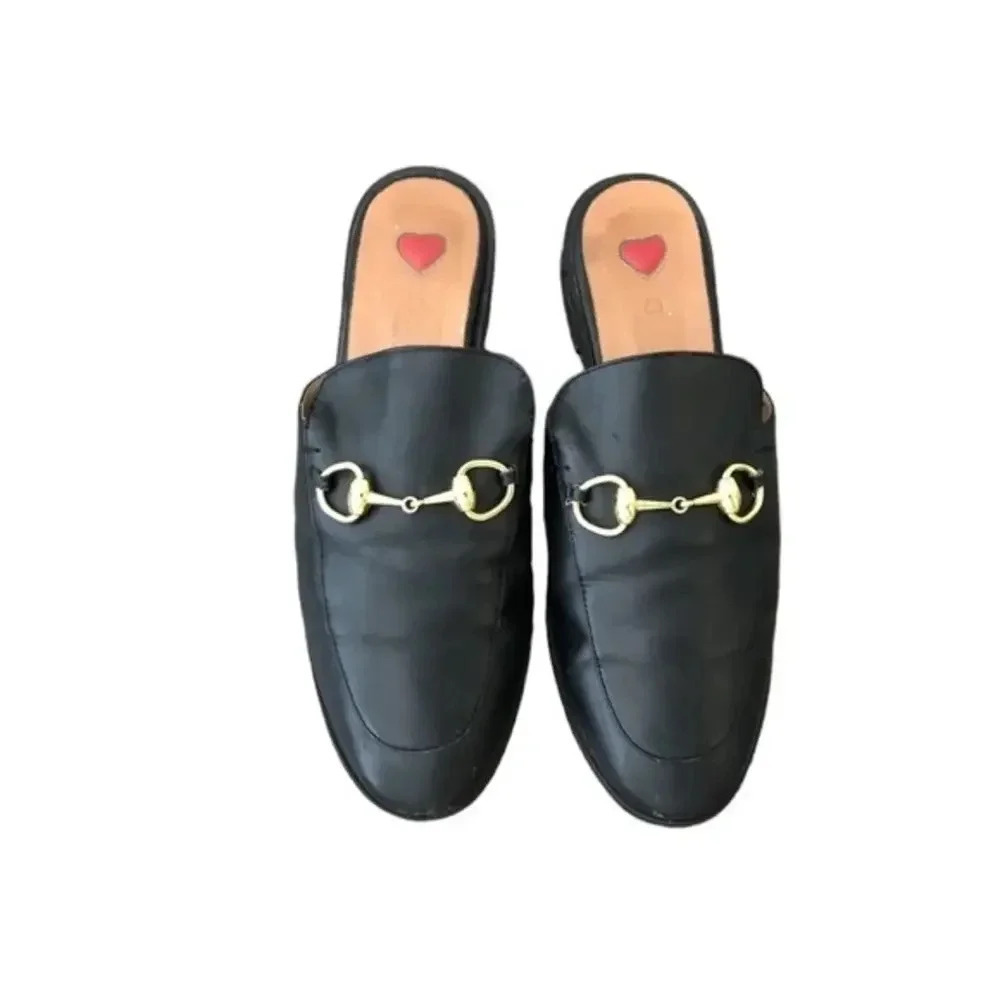 Vintage Gucci Princetown Black‎ Leather Shoes 40